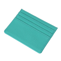 Dompet Kartu Kredit Kulit PU Tipis Warna Solid Dompet Kartu Kulit Imitasi Pria Wanita 4 Slot Kantong Logo Kustom