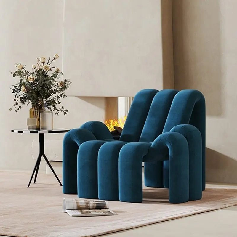 Silla de sofá para sala de estar, silla de salón de diseño de lujo, silla de cangrejo de tela popular