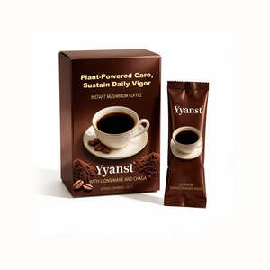Café Instantáneo de Champiñones Chaga y Melena de León, Rico y Suave, 20 Sobres, Caja Metálica Marrón Oscuro, Para el Cuidado Diario de Vigor a Base de Plantas, OEM - Product Image 1