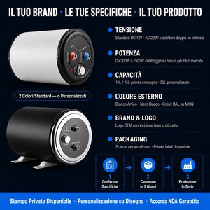 เครื่องทำน้ำอุ่นไฟฟ้าสำหรับรถบ้าน/รถพ่วง ขนาด 10 ลิตร 12 โวลต์ 200 วัตต์ พร้อมโครงสร้างโลหะ และการรับประกัน 1 ปี สำหรับฝักบัวในรถบ้าน - Product Image 2