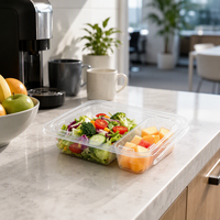 Boîte à clapet en PET écologique, sans BPA, de qualité alimentaire, recyclable, inviolable, avec couvercle verrouillable, empilable, robuste, pour sushis et nouilles