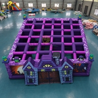 Maison hantée gonflable personnalisée labyrinthe Halloween Zombie tente ferme labyrinthe gonflable de maïs maison de rebond labyrinthe gonflable noir