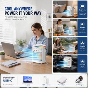 Ventilateur de refroidissement BTJMHUUR, refroidisseur d'air portable de 1500 ml avec télécommande et lumière LED à 7 couleurs pour la maison et la chambre à coucher - Product Image 5
