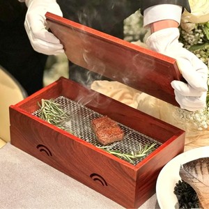 Barbecue portable en bois de charbon de bois, style occidental, avec bac à viande 30x18x14cm, pour fumage - Product Image 1