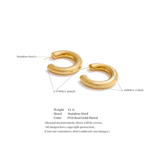 JINYOU 913 Allergie verhindern Hochwertige Metall gebürstete Edelstahl Vielseitige Schmuck Minimalist ische C-Form Ungewöhnliche Creolen - Product Image 6