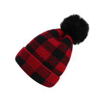 Gorro de Punto Grueso para Mamá e Hija/Hijo, Gorro de Esquí Cálido de Punto, Gorro de Punto con Estampado de Cuadros de Búfalo para Mamá e Hija