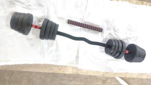 <span class=keywords><strong>Kit</strong></span> d'<span class=keywords><strong>haltères</strong></span> en plastique réglables économiques et pratiques OEM avec barre d'extension droite et incurvée - Product Image 3