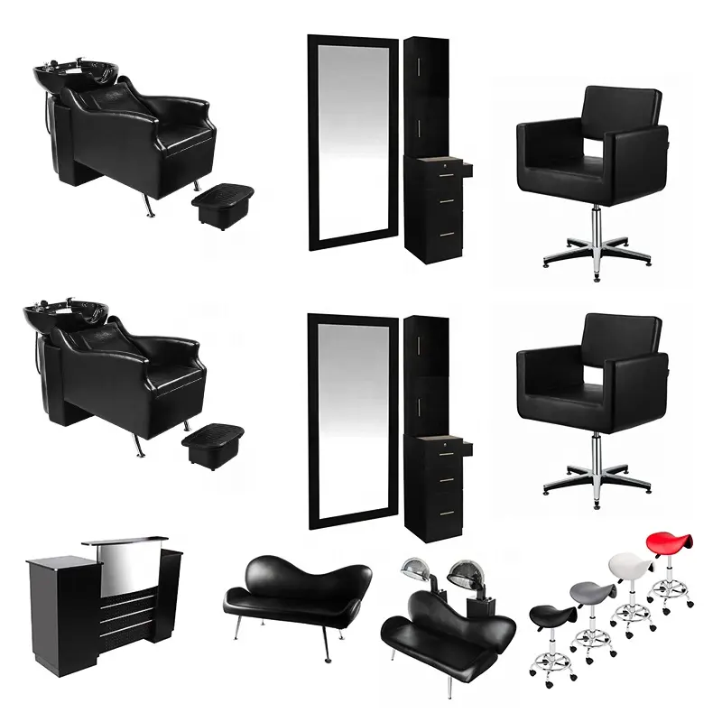 Set Lengkap Perabot Salon Penata Rambut Kursi dan Meja Cermin Penataan Kursi Salon Set Furnitur Salon Komersial