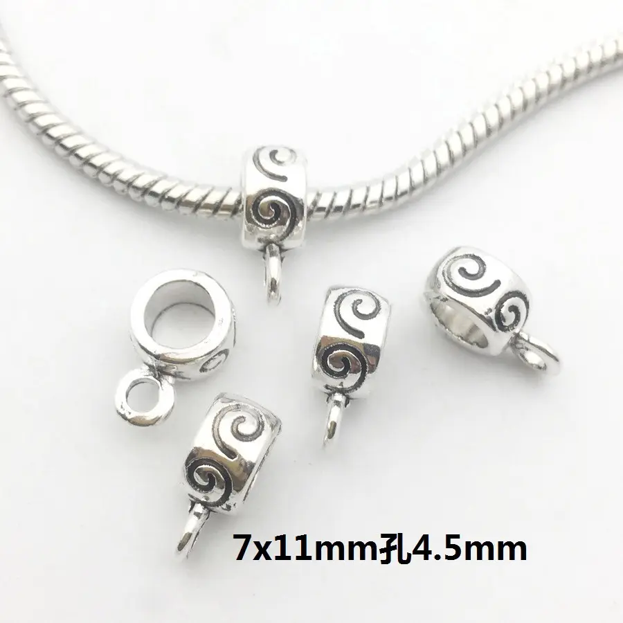 Hạt Charm Không Gian Màu Vàng Bạc Cổ Điển Tự Làm Để Làm Trang Sức Hạt Charm Đầu Nối Kim Loại Lỗ Lớn Phụ Kiện Vòng Tay Dây Xích