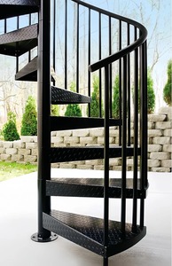Guangdong Escalier extérieur en acier Escaliers en colimaçon Conception Escalier en acier à bande de roulement en bois personnalisé - Product Image 2