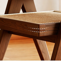 Chaise de salle à manger en rotin et bois massif style Chandigarh, fauteuil en cannage tressé de style mid-century, chaise d'appoint pour salon ou café