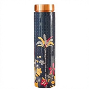 Botella de Agua de Cobre con Diseño de Palmera del Paraíso, Patrón de Flores Coloridas, Botella para Beber, Regalo de Viaje, Logotipo Personalizado, Diseño Antiderrames - Product Image 1