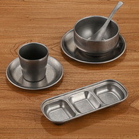 YolecenDirect Supply Vaisselle en acier inoxydable de luxe léger et rétro, ensemble de bols et de plats pour les restaurants de barbecue commerciaux, ancien gobelet à eau