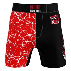 Shorts MMA pour hommes Decent Fight Wear, rouge et noir, impression par sublimation, évacuation de l'humidité, coupe athlétique - Product Image 1