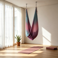 Hamac de yoga aérien en tissu de soie doux, anti-déchirure, robuste, avec kit de fixation au plafond et sangles d'extension pour entraînement à domicile