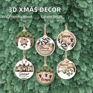 Decorazione Natalizia 3D <span class=keywords><strong>in</strong></span> <span class=keywords><strong>Legno</strong></span> Intagliato al Laser, Ornamento <span class=keywords><strong>da</strong></span> <span class=keywords><strong>Parete</strong></span> Inciso a Forma di <span class=keywords><strong>Albero</strong></span> - Product Image 2