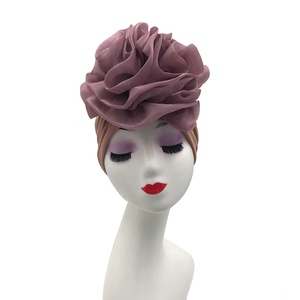 Turban Vintage grande fleur couvre-chef femme turban complet chapeau <span class=keywords><strong>chimio</strong></span> casquette - Product Image 1