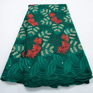 3422 Preço De Fábrica Vestido De Cor Verde Laço De Voile Suíço Africano Com Lantejoulas E Lafaya Laço De Algodão Tissu Para As Mulheres Do Partido