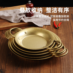 Retro Gold Spanish Seafood Baked Rice Pot Double-Handled Stainless Steel Flat Bottom Round Oven Safe Pan - Product Image 5