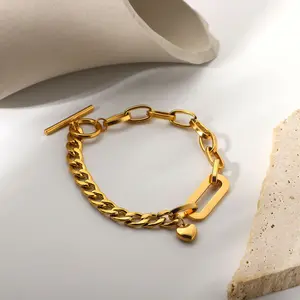 Neue Armband geometrische ovale Glieder kette Armreifen Schmuck wasserdichtes Geschenk 18K Edelstahl Minimalismus Frauen Golde Armbänder