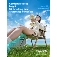 Chaise de camping pliable portable en tissu Oxford avec cadre en fer et accoudoirs en bois, robuste, pour l'extérieur, la randonnée, le pique-nique et la plage