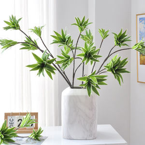 Fleurs artificielles en bambou et lys, vase en plastique, décoration intérieure, ornement pour salon, plante verte décorative - Product Image 3