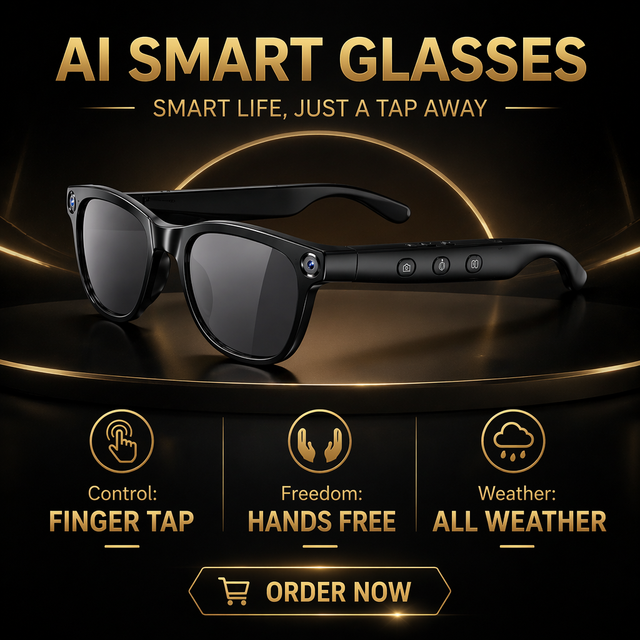 2026AISmart Glasses for Men Women 1080P HD Camera Touch Control Outdoor-Friendly Smart Wearable Headset