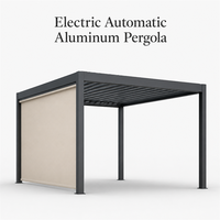 Pergola électrique automatique en aluminium avec toit à lames orientables imperméables et rideaux pour l'extérieur