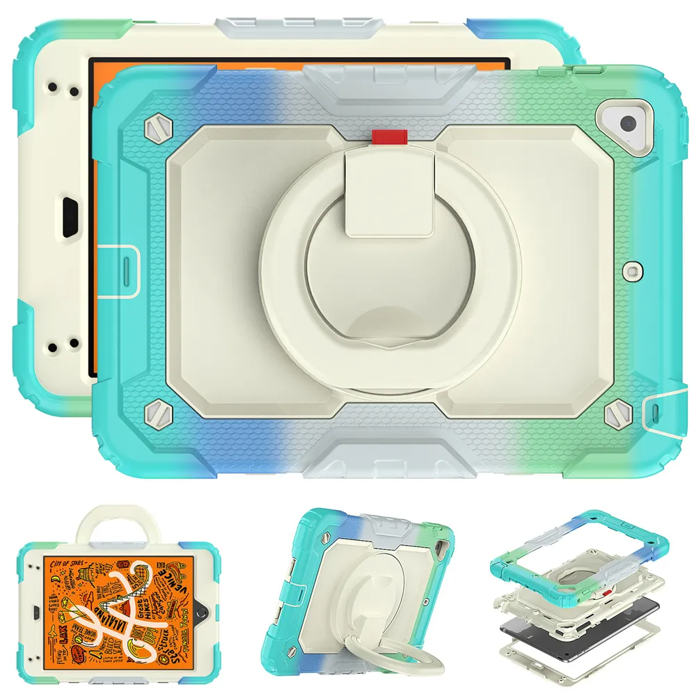 Funda de camuflaje con rotación de 360 grados para iPad Mini 4, funda de plástico de TPU y PC para iPad Mini 4 (2015)