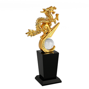 Shining Customized Gold Silver Copper Resin <strong>Dragon</strong> <strong>Trophy</strong> With Black Crystal Base Award With Gift Box <strong>Dragon</strong> Decoration - Product Image 3