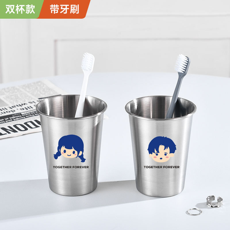 ถ้วยน้ำยาบ้วนปากรูปเครื่องหมายคำถาม [ชุดคู่] พร้อมแปรงสีฟันสองด้าม