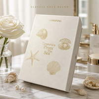 Boîte cadeau de luxe élégante pour cosmétiques, design sur le thème de l'océan, impression dorée, emballage personnalisé en papier pour produits de beauté