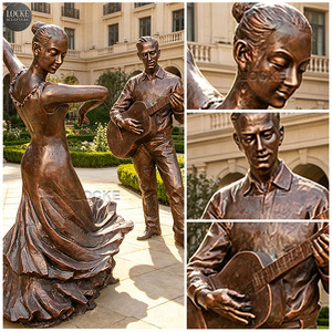 Statua in Bronzo Personalizzabile di Duo Musicista e Ballerino, Adatta per Giardini Esterni - Product Image 3