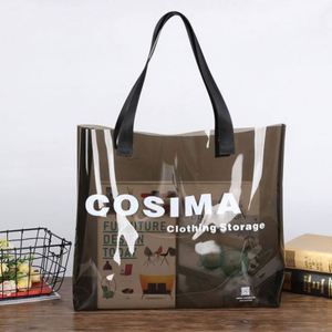 Sac fourre-tout transparent en PVC imperméable et réutilisable pour le shopping, les voyages et les cadeaux, avec logo personnalisé - Product Image 2