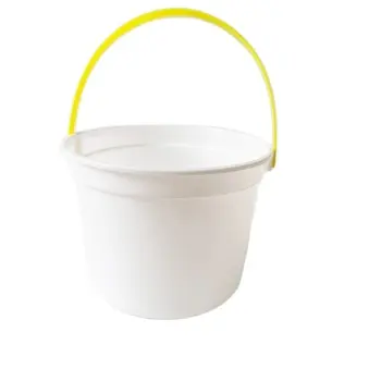 Balde de plástico para lanches, balde de plástico com alça, redondo e reutilizável, 48 onças, branco, personalizado