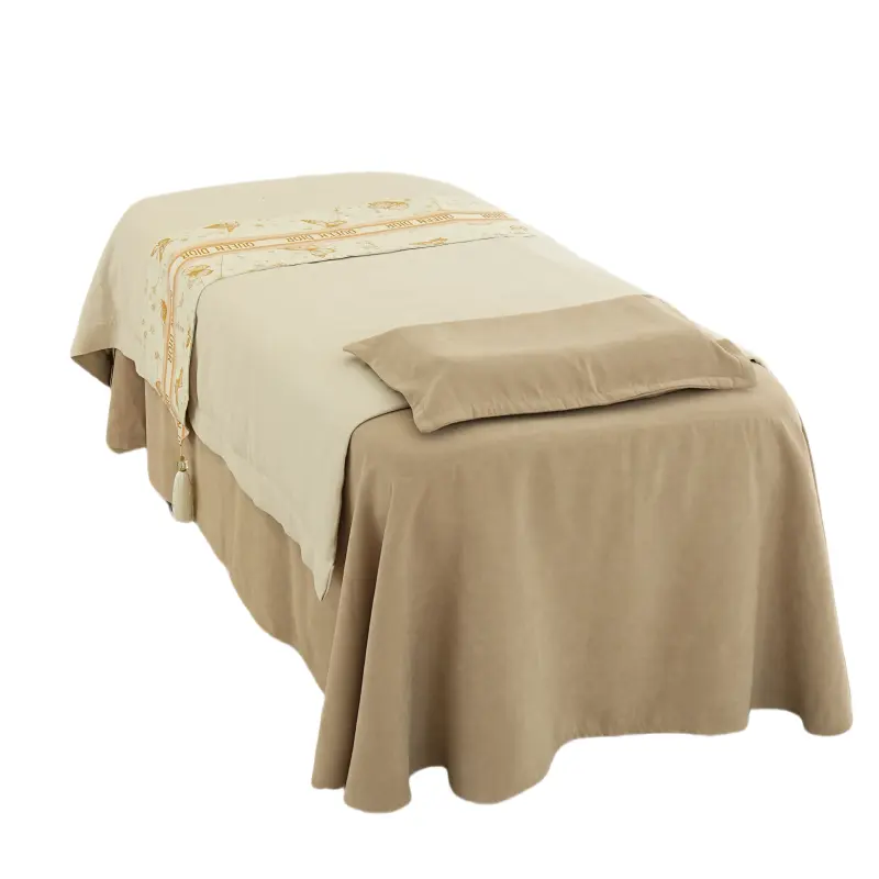 高品質カスタムロゴ4-6個美容院寝具セットマッサージスパ使用ベッドカバー羽毛布団カバーベッドスカートキルトシートセット