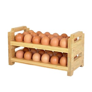 Wooden Egg Rack Stackable Multi Layer With Handle For <b>Kitchen</b> Fridge Countertop Storage Organizer Rectangle Shape - Product Image 5