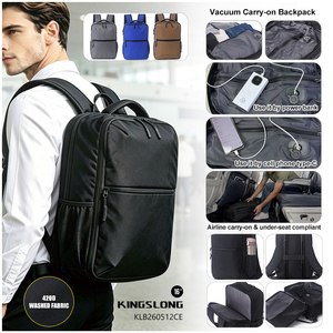 Sac à dos étanche format cabine pour voyage, compatible <span class=keywords><strong>Ryanair</strong></span> Wizzair, pour ordinateur portable sous le siège, avec pompe automatique USB - Product Image 2