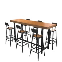Tables hautes de bar en bois massif américain Chaises style loft industriel pour magasin de thé au lait Café Restaurant Meubles de gros