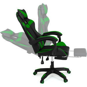 Rotierende Best Cool Leather Racing Chaise De Gamer Modernes Design Schwarz Grün <span class=keywords><strong>Alex</strong></span> Verstellbarer Gaming Stuhl mit Fuß stütze - Product Image 3