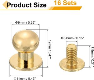 Uxcell - Tornillos de cabeza esférica de 5 mm, remaches de botón redondos para cuero, para manualidades de cuero, reparación de bolsos, zapatos y cinturones - Product Image 2