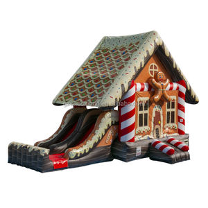 Castillo inflable comercial <span class=keywords><strong>Christmas</strong></span> Bounce House Kid Festival Weihnachten Gingerbread Jumping Castillo hinchable con tobogán Combo - Product Image 4