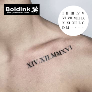 Tatuaje Temporal de Tinta Jagua, Personalizado, Realista, <span class=keywords><strong>con</strong></span> Números Romanos, Fecha Conmemorativa, Resistente al Agua, Larga Duración (2 Semanas), de Boldink - Product Image 4