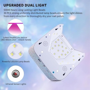 Lampe à ongles UV LED portable sans fil haute puissance, rechargeable, séchoir à vernis gel, contrôle tactile, durcissement rapide 365nm, cœur en strass - Product Image 2