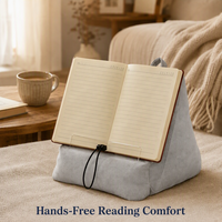 Bantal Baca Ergonomis yang Dapat Disesuaikan dengan Kantong Penyangga Tablet, Isi Biji-bijian, untuk Sofa/Pinggang, Label Pribadi