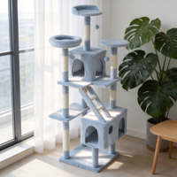 Árbol rascador para gatos ecológico y estable, con cubierta de felpa suave, torre tipo condominio, postes rascadores y escalera, muebles para mascotas de interior, venta al por mayor