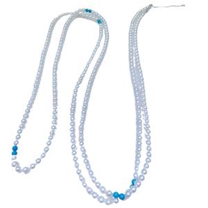 Collar de Perlas de Agua Dulce Naturales de Zhuji, 4-4.5mm, Redondas, Extremadamente Finas, Ligeramente Imperfectas, Aurora, Turquesa AK, 120cm de Largo - Product Image 5