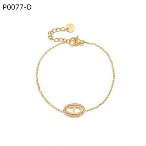 Pulsera de Moda Amy Amy, Ovalada, con Circonita, Bañada en Rodio, Cadena de Eslabones, Joyería para Mujer, Regalo, Estilo Clásico - Product Image 2