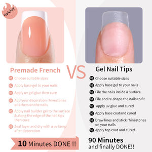 Lot de Faux Ongles Français Gel Doux X Tips, Couverture Complète, Rose Nude, à Pression, Pointe Française, 32 Pièces, Marque Privée - Product Image 4