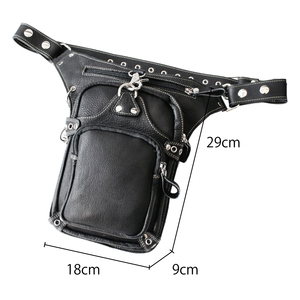 Outdoor Travel 2-Way Genuine Leather Biker <b>Waist</b> <b>Bags</b> <b>Men</b> Fashion With Zipper Closure - Product Image 3